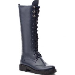 Kozaki BALDACCINI - 104800-D Granat Groch. Niebieskie kozaki damskie Baldaccini, ze skóry, bez obcasa, bez zapięcia. Za 559,00 zł.