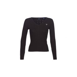 Swetry Gant STRETCH COTTON CABLE V NECK. Czarne swetry klasyczne damskie marki GANT, m. Za 384,30 zł.