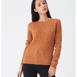Sweter z ozdobnym splotem - Pomarańczowy. Pomarańczowe swetry damskie House, s, bez wzorów, ze splotem, bez rękawów, bez kaptura. Za 69,99 zł.