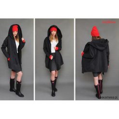 Bluza Coat długa czarna. Szare bluzy rozpinane damskie Pakamera, l, z długim rękawem, długie. Za 259,00 zł.