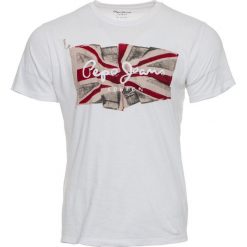 Pepe Jeans t-shirt męski Flag Logo L biały. Białe koszulki męskie Pepe Jeans, m, z nadrukiem, z jeansu, eleganckie, bez kołnierzyka. Za 169,00 zł.