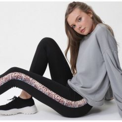 Czarno-Beżowe Legginsy Annalise. Czarne legginsy damskie Born2be, xl, bez wzorów, z dzianiny. Za 49,99 zł.