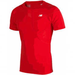 Koszulka kompresyjna - MT710135HRD. Czerwone koszulki męskie New Balance, na jesień, s, bez wzorów, z elastanu, sportowe, bez kołnierzyka, bez rękawów. W wyprzedaży za 129,99 zł.