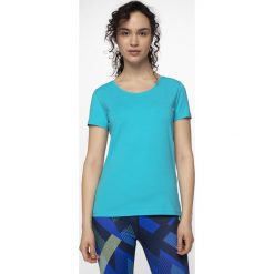 T-shirt damski TSD300 - turkus. T-shirty damskie 4f, bez wzorów, bez kołnierzyka. Za 29,99 zł.