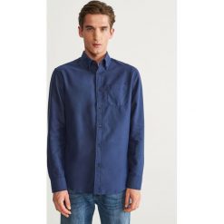 Koszula slim fit z bawełny organicznej - Niebieski. Niebieskie koszule męskie na spinki Reserved, l, z bawełny. Za 99,99 zł.
