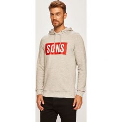 Only & Sons - Bluza. Szare bluzy męskie s, z nadrukiem, z bawełny, z kapturem. W wyprzedaży za 59,90 zł.