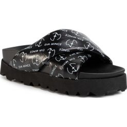 Klapki EVA MINGE - EM-23-07-000645 101. Czarne klapki damskie Eva Minge, bez wzorów, ze skóry, bez obcasa. Za 399,00 zł.