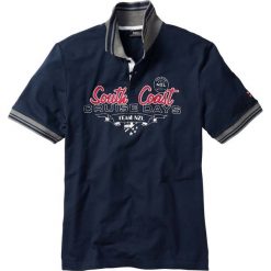 Shirt polo z efektownym zdobieniem bonprix ciemnoniebieski. Koszulki męskie bonprix. Za 54,99 zł.