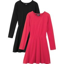 Sukienka dziewczęca z długim rękawem (2 szt.) bonprix czarny + czerwony. Czarne sukienki dziewczęce bonprix, bez wzorów, z długim rękawem, długie. Za 75,98 zł.