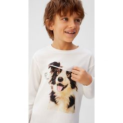 Mango Kids - Longsleeve dziecięcy PERROS 110-152 cm. Białe t-shirty chłopięce Mango Kids, z nadrukiem, z bawełny, bez rękawów. Za 45,90 zł.
