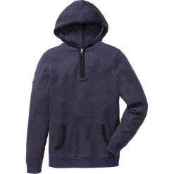 Sweter z zamkiem i kapturem Regular Fit bonprix niebieski melanż. Niebieskie swetry męskie marki bonprix, s, bez wzorów, z kapturem. Za 54,99 zł.