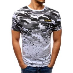 T-shirty męskie: T-shirt męski camo z naszywkami biały (rx2742)