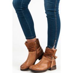 BRĄZOWE BOTKI WORKERY. Pomarańczowe botki damskie SDS. Za 99,99 zł.
