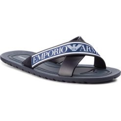 Klapki EMPORIO ARMANI - X4P079 XL293 A044 Blue/White/Night. Niebieskie klapki męskie Emporio Armani, bez wzorów, z tworzywa sztucznego. Za 349,00 zł.