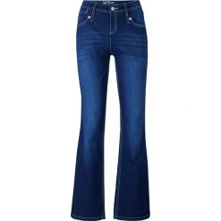 Dżinsy ze stretchem Bootcut bonprix niebieski. Niebieskie jeansy damskie bonprix. Za 109,99 zł.
