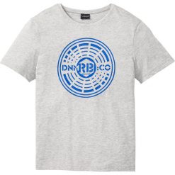 T-shirt z nadrukiem Slim Fit bonprix jasnoszary melanż - lazurowy z nadrukiem. Szare t-shirty męskie bonprix, s, z nadrukiem, z okrągłym kołnierzem. Za 21,99 zł.