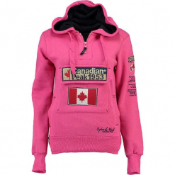 Bluza "Gyrelle" w kolorze różowym. Czerwone bluzy rozpinane damskie Canadian Peak, s, z aplikacjami, prążkowane, z krótkim rękawem, krótkie. W wyprzedaży za 136,95 zł.