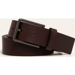 Calvin Klein - Pasek skórzany. Pomarańczowe paski męskie Calvin Klein, w paski, ze skóry. Za 179,90 zł.