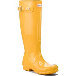 Kalosze HUNTER - Org Tall Gloss WFT1000RGL Yellow. Żółte kalosze damskie Hunter, bez wzorów, z tworzywa sztucznego. W wyprzedaży za 409,00 zł.