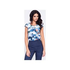 Elegancka bluzka damska z krótkim rękawem w tulipany. Szare bluzki damskie marki Bien fashion, xxl, w kwiaty, z tkaniny, eleganckie, z okrągłym kołnierzem, z krótkim rękawem. Za 79,00 zł.