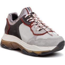 Sneakersy BRONX - 66167C-CA Ice Grey/Rust/Asphalt. Szare półbuty damskie Bronx, bez wzorów, ze skóry, bez obcasa, bez zapięcia. Za 599,00 zł.