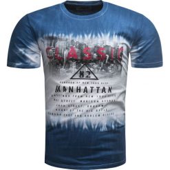 Koszulka męska t-shirt niebieski Recea. Niebieskie koszulki męskie Recea, xl, z nadrukiem, z bawełny, klasyczne, bez kołnierzyka, bez rękawów. Za 39,99 zł.
