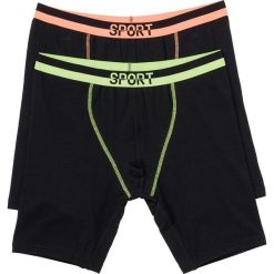 Długie bokserki (2 pary) bonprix czarno-neonowy. Czarne bokserki męskie bonprix, w paski. Za 45,98 zł.