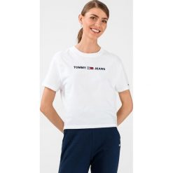 Tommy Jeans Modern Linear Koszulka Biały. Białe koszulki damskie Tommy Jeans, l, z haftami, z bawełny, bez kołnierzyka. Za 187,95 zł.