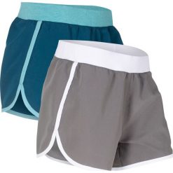 Szorty sportowe z mikrofazy (2 pary) bonprix niebieskozielony + dymny szary. Niebieskie spodnie damskie bonprix, bez wzorów, sportowe. Za 49,99 zł.