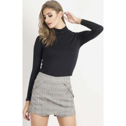 Czarny Golf Basic z Koronkową Wypustką. Czarne bluzki damskie marki Molly.pl, s, w koronkowe wzory, z jeansu, z długim rękawem. Za 128,90 zł.