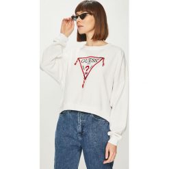 Guess Jeans - Bluza. Szare bluzy damskie Guess Jeans, s, z nadrukiem, z bawełny, bez rękawów, bez kaptura. W wyprzedaży za 219,90 zł.