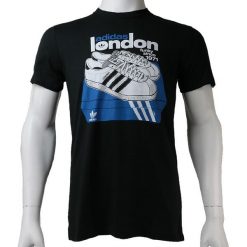 Adidas G London Tee X42101 t-shirt męskie czarne, białe XS. Czarne t-shirty męskie Adidas, xs, bez wzorów, z bawełny, bez kołnierzyka, krótkie. W wyprzedaży za 69,99 zł.