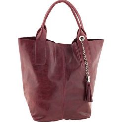 Shopper bag damskie: Skórzany shopper bag „Laura” w kolorze bordowym – 38 x 41 x 20 cm