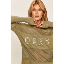 Dkny - Bluza. Zielone bluzy damskie DKNY, s, z nadrukiem, z elastanu, z długim rękawem, długie, bez kaptura. Za 349,90 zł.