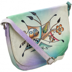 Piękna torebka folk ręcznie malowana skóra handmade. Torebki klasyczne damskie Merg Selection, w paski, z tkaniny, klasyczne, na ramię, bez dodatków. Za 225,90 zł.