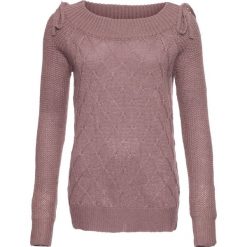 Sweter bonprix różowobrązowy. Różowe swetry damskie bonprix, bez wzorów, z dzianiny, bez rękawów, bez kaptura. Za 99,99 zł.