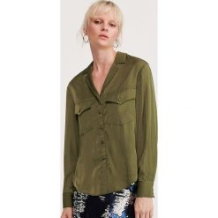 Koszula z kieszeniami - Khaki. Brązowe koszule damskie Reserved, s, bez wzorów, bez kołnierzyka, bez rękawów. Za 139,99 zł.