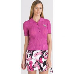 BLUZKA PINKO. Różowe bluzki damskie Pinko, s, z aplikacjami, z dzianiny, bez kołnierzyka, bez rękawów. Za 626,50 zł.
