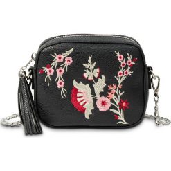 Torebka z haftowanymi aplikacjami bonprix czarno-kolorowy. Czarne torebki klasyczne damskie bonprix, z haftami, ze skóry, eleganckie, na ramię, z aplikacjami. Za 37,99 zł.