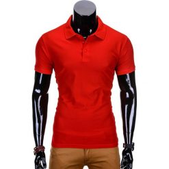 KOSZULKA MĘSKA POLO BEZ NADRUKU S715 - CZERWONA. Czerwone koszulki polo męskie marki Ombre Clothing, s, z nadrukiem, z materiału. Za 39,00 zł.