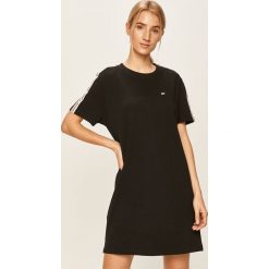 Tommy Jeans - Sukienka. Czarne sukienki damskie Tommy Jeans, na co dzień, s, bez wzorów, z bawełny, casualowe, z okrągłym kołnierzem, z krótkim rękawem, krótkie, mini, proste. Za 359,90 zł.
