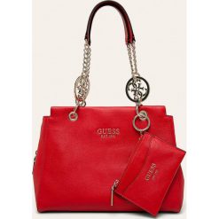 Guess Jeans - Torebka. Czarne torby damskie na zakupy Guess Jeans, z aplikacjami, z bawełny, bez dodatków. W wyprzedaży za 549,90 zł.