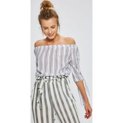 Answear - Bluzka Stripes Vibes. Szare bluzki damskie marki ANSWEAR, s, z bawełny, casualowe, z dekoltem w łódkę. W wyprzedaży za 59,90 zł.