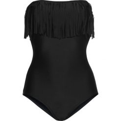 Kostium kąpielowy bandeau z frędzlami bonprix czarny. Czarne stroje kąpielowe damskie bonprix, bez wzorów. Za 89,99 zł.
