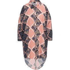Bluzka oversize z wycięciami bonprix ciemnoniebiesko-brzoskwiniowy wzorzysty. Niebieskie bluzki oversize bonprix, w kwiaty. Za 99,99 zł.