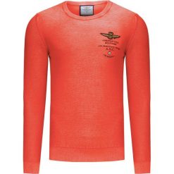 Sweter AERONAUTICA MILITARE. Niebieskie swetry męskie Aeronautica Militare, bez wzorów, z dzianiny, z okrągłym kołnierzem, bez kaptura. Za 470,00 zł.