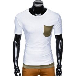 T-shirt męski bez nadruku S963 - biały. Białe t-shirty męskie Ombre Clothing, s, z nadrukiem, bez kołnierzyka. Za 15,99 zł.