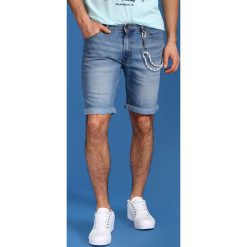 Szorty męskie gładkie. Niebieskie spodenki sportowe męskie na lato, m, z jeansu, sportowe. W wyprzedaży za 39,99 zł.