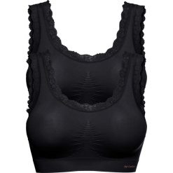 Biustonosz bustier "Feel comfort" (2 szt.) bonprix czarny + czarny. Czarne biustonosze bonprix, bez wzorów, z koronki. Za 75,98 zł.