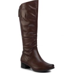 Kozaki CAPRICE - 9-25500-23 Dk Brown Nappa 337. Pomarańczowe kozaki damskie Caprice, ze skóry, przed kolano, na wysokim obcasie, bez zapięcia. Za 519,00 zł.